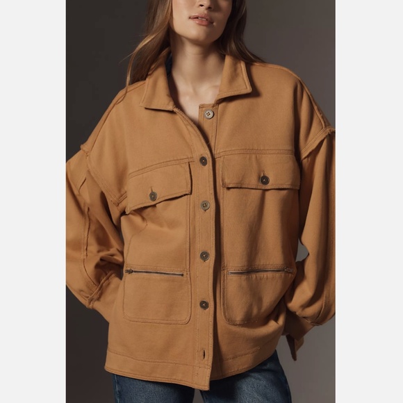 NWT ANTHROPOLOGIE PILCRO COTTON MICROFLEECE BUTTON-FRONT JACKET - Picture 2 of 4